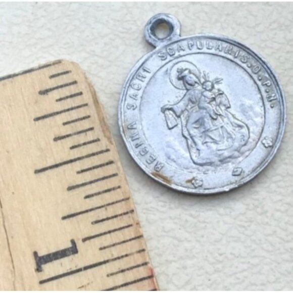 Our Lady Mount Carmel Order of Preachers Pendant Medal Regina Sacri Scapularis O - Picture 3 of 3